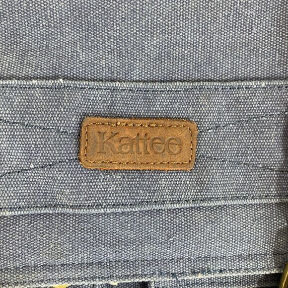 Kattee Canvas Leather Messenger Bag Blue Brown 16” x 15” Camera Weekend - Picture 2 of 10